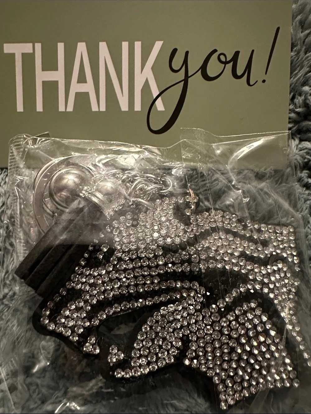 Crystal Rhinestone Black Keychain Charm